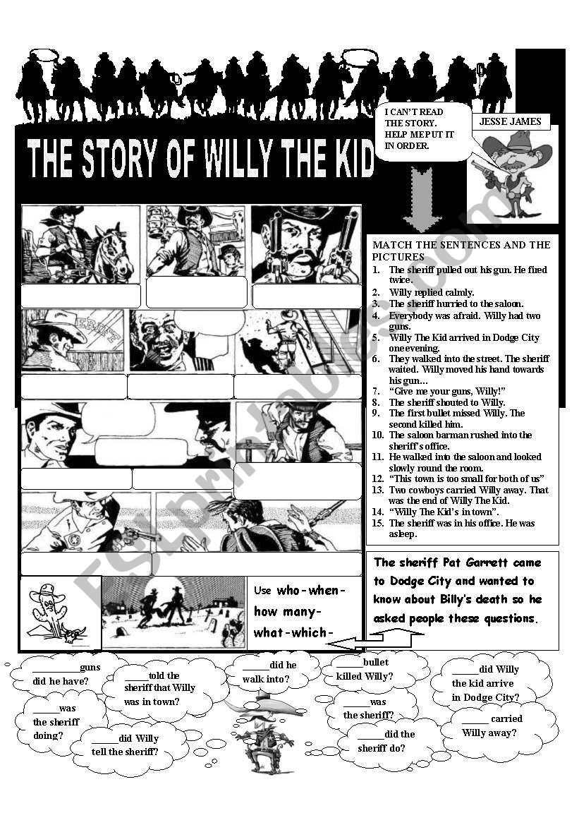 THE STORY OF WILLY THE KID  worksheet