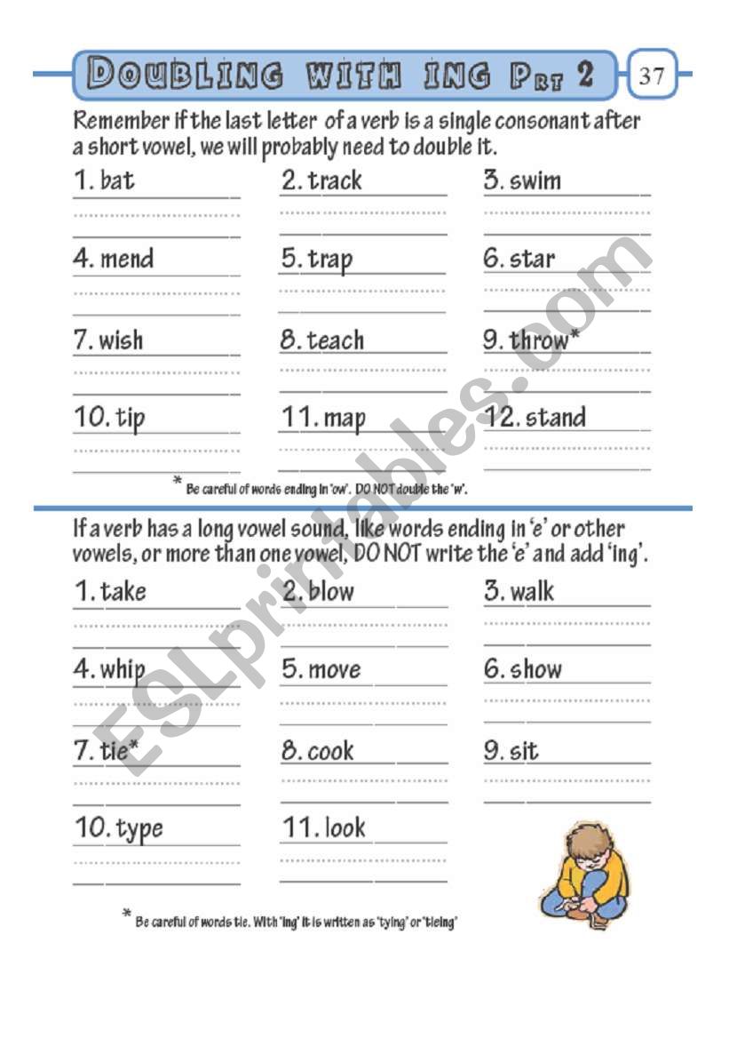 doubling with ing prt2 worksheet