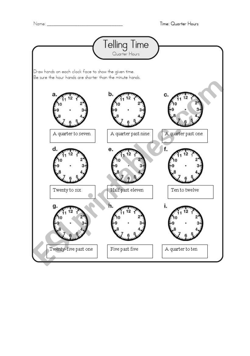 Telling the Time worksheet