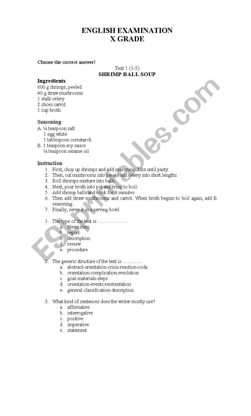 remidial test worksheet