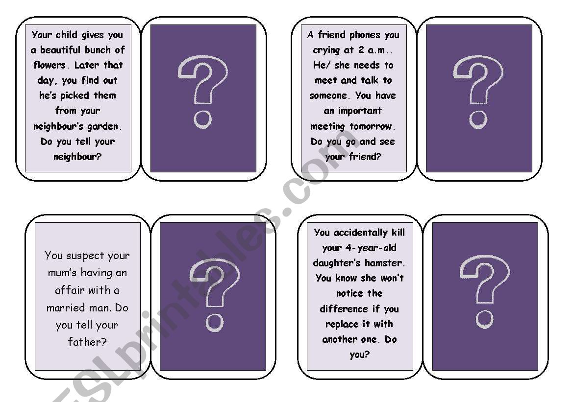 Moral Dilemmas Game worksheet