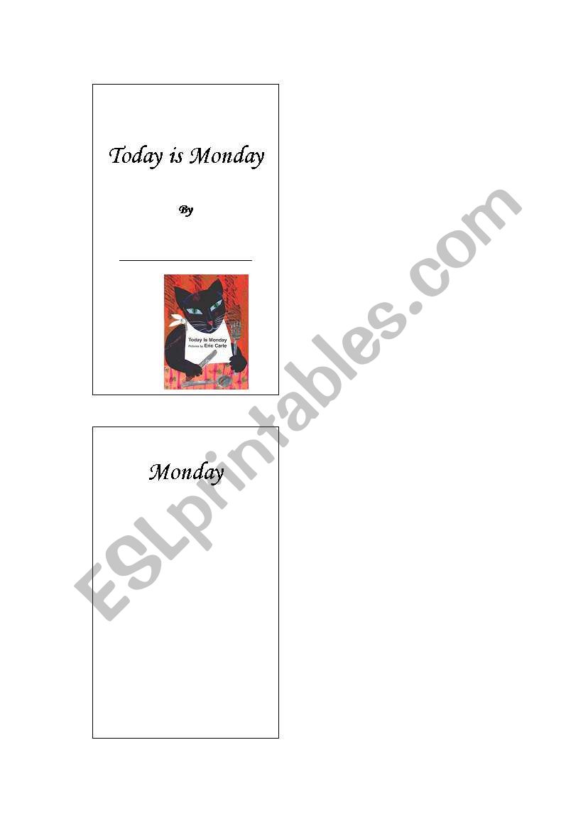Today is Monday - minibook worksheet