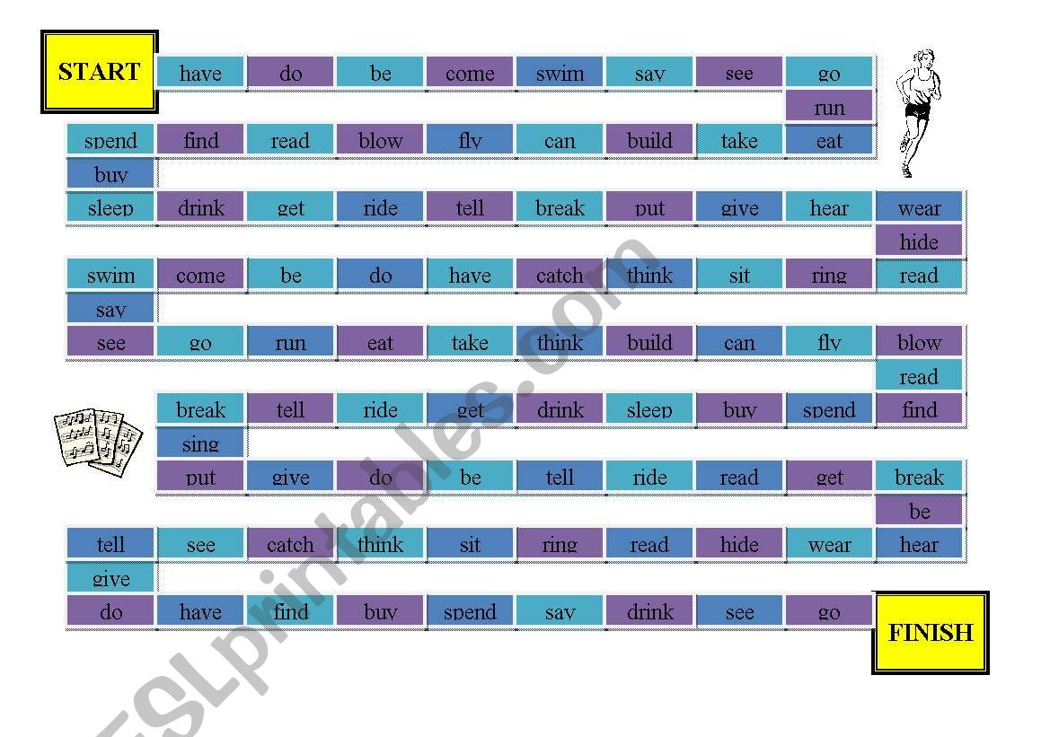 Irregular verbs game worksheet