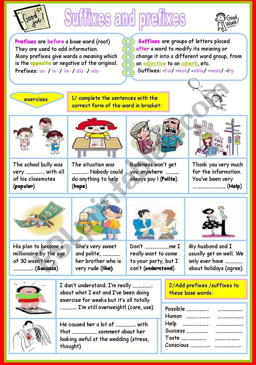 suffixes and prefixes worksheet