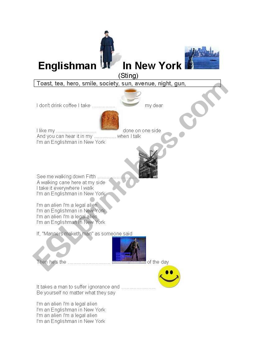 Englishman in New York worksheet