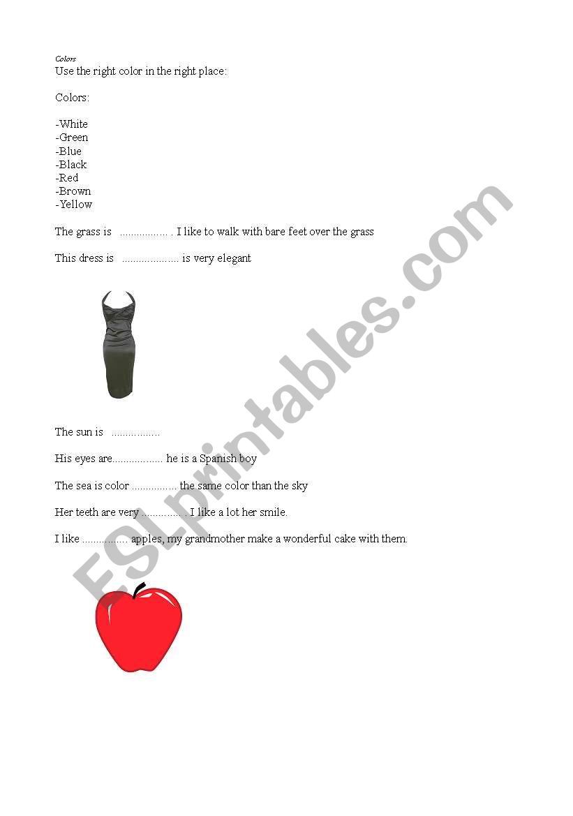 Colours worksheet worksheet