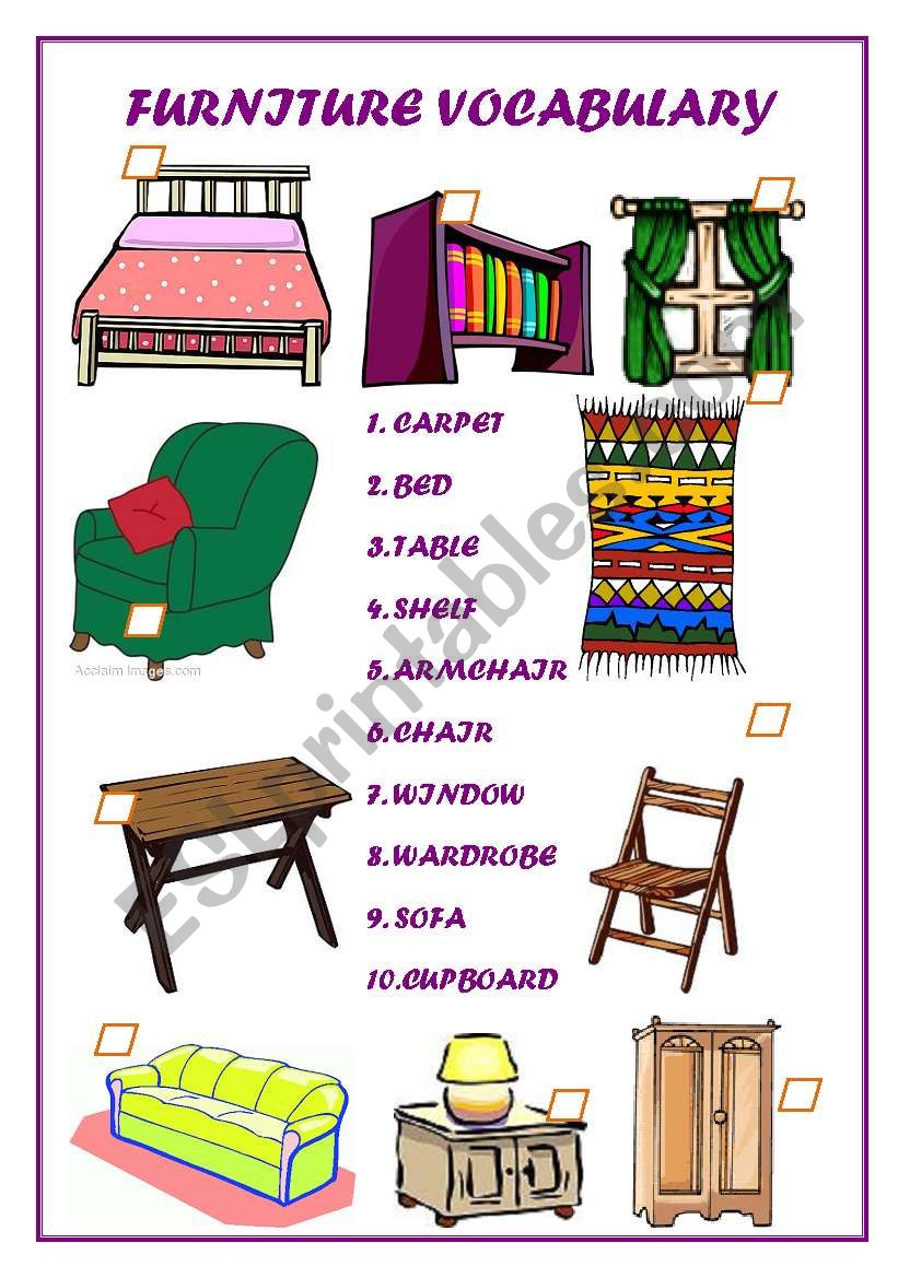 FURNITURE VOBABULARY worksheet