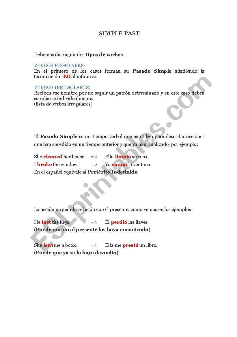 PAST SIMPLE Grammar worksheet