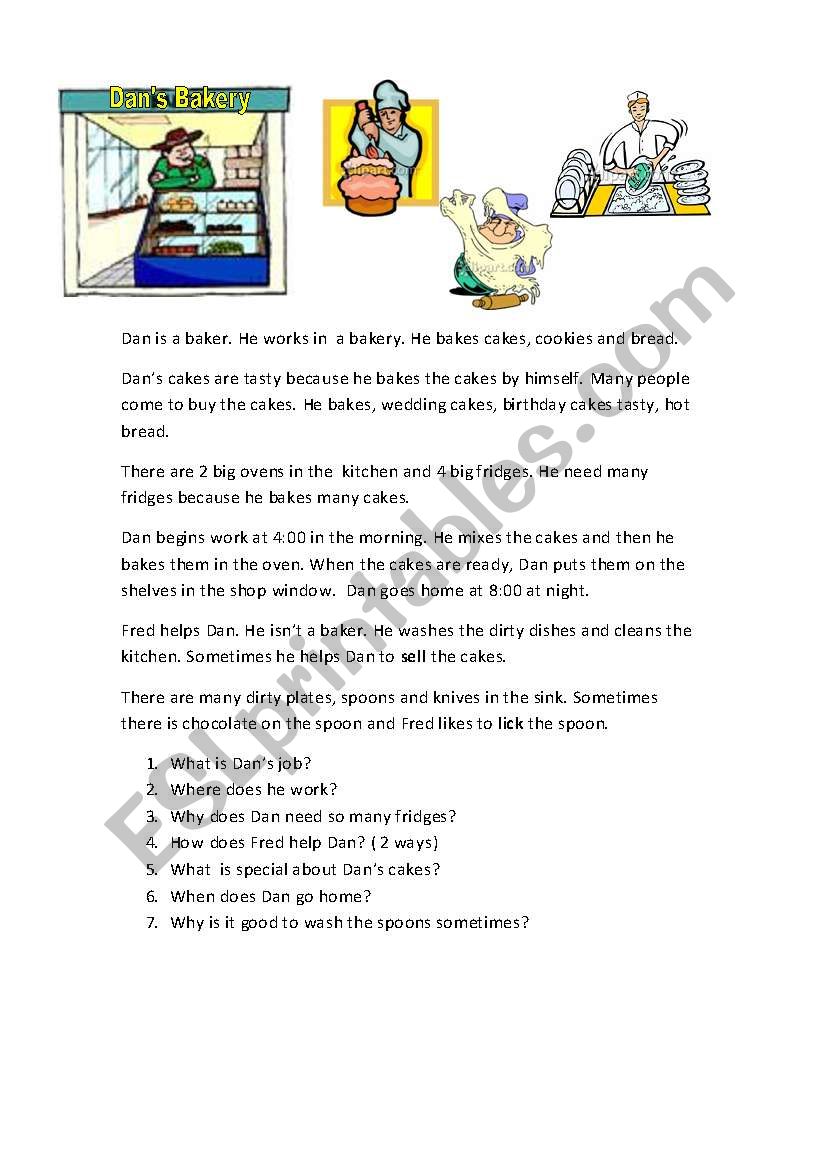 The Bakers Shop worksheet