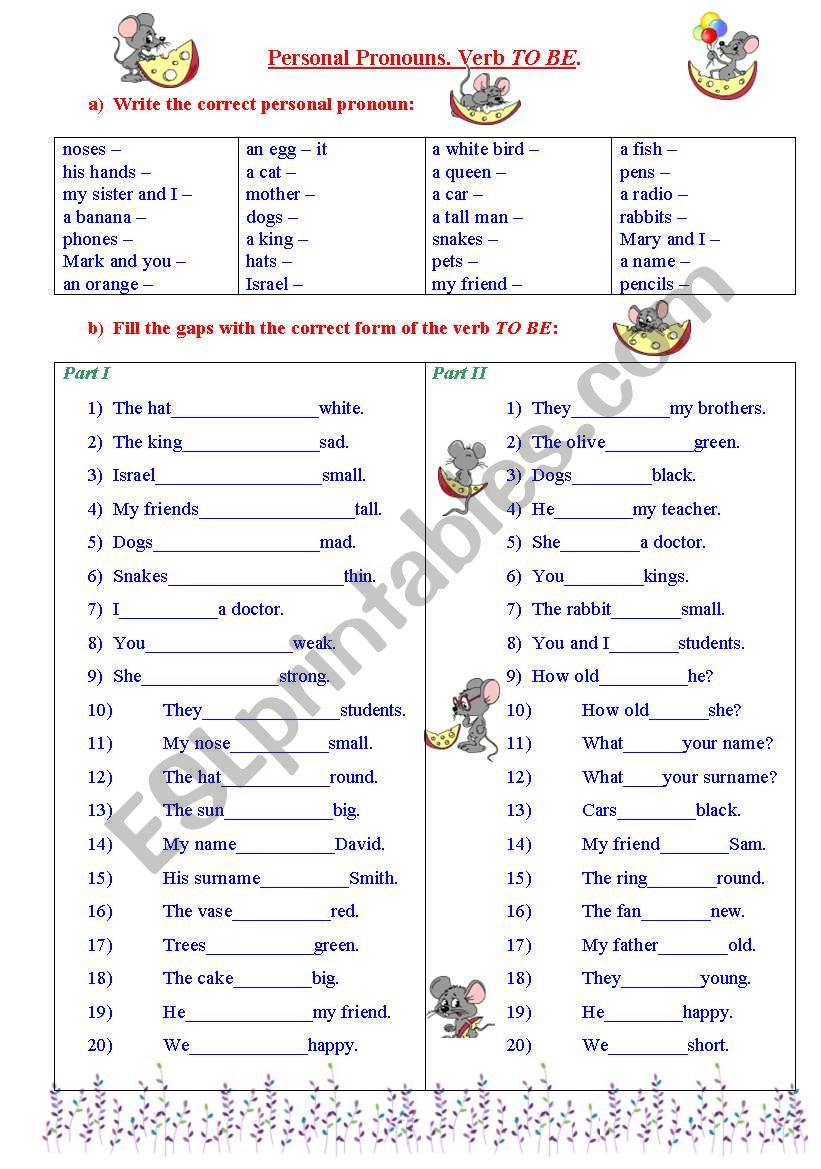 Personal Pronouns. Verb TO BE.