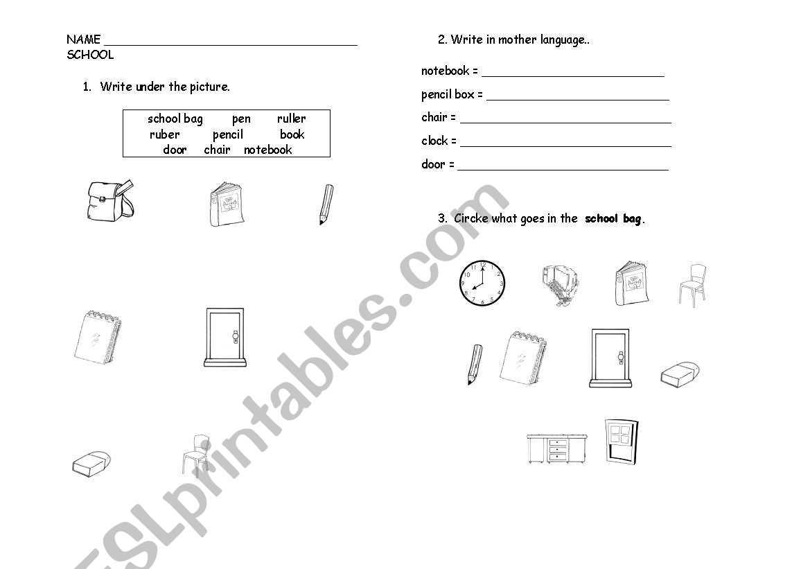 School worksheet