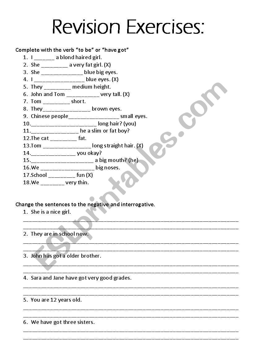 revision of the 1st verbs worksheet