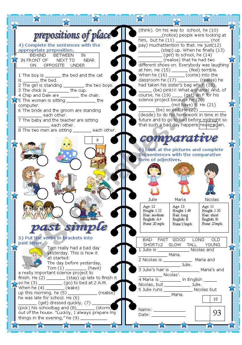 revision 2/2 (prepositions of place, past simple and the comparative with key)