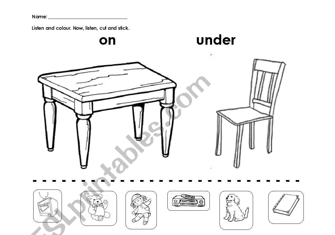 on/under worksheet