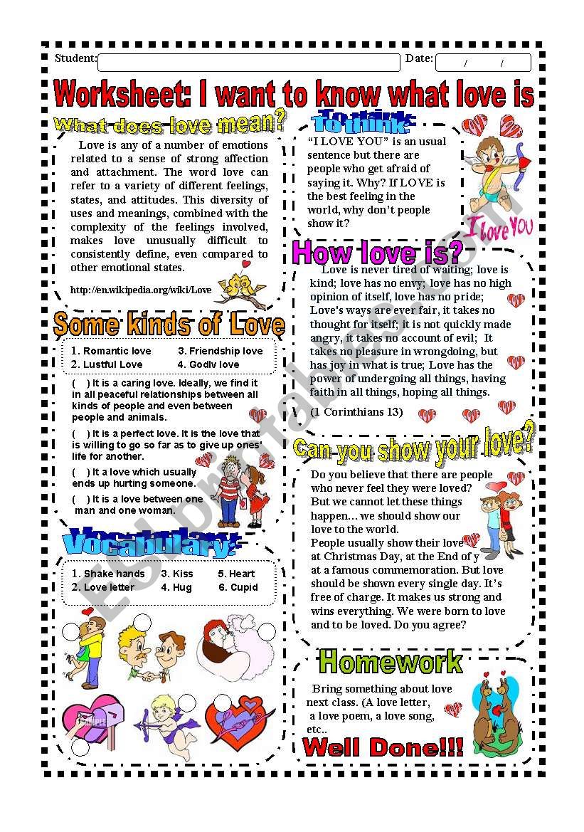 Worksheet: Valentines day (Texts, Activity, Song, Answer Key)