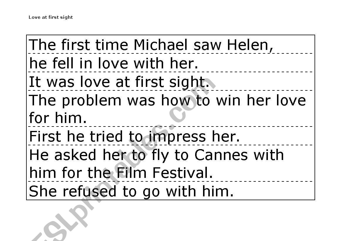 Love at first sight worksheet