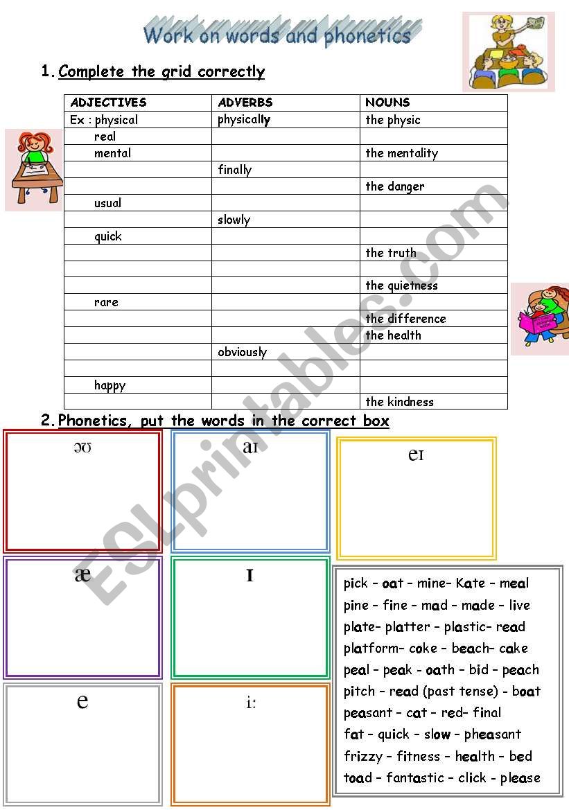 Word building and Phonetics worksheet