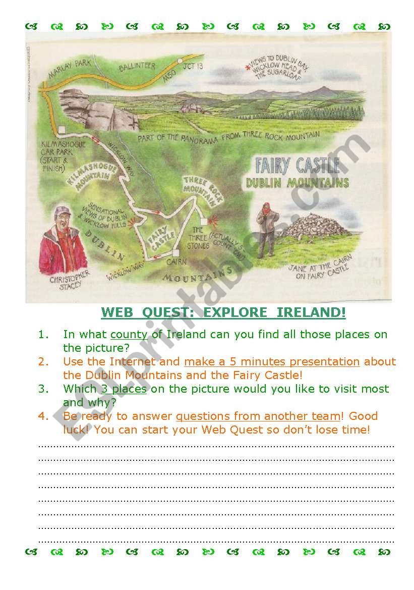 Web Quest: Explore Ireland 5 worksheet