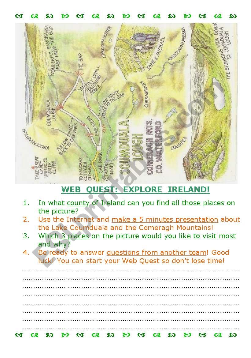 Web Quest: Explore Ireland 6 worksheet