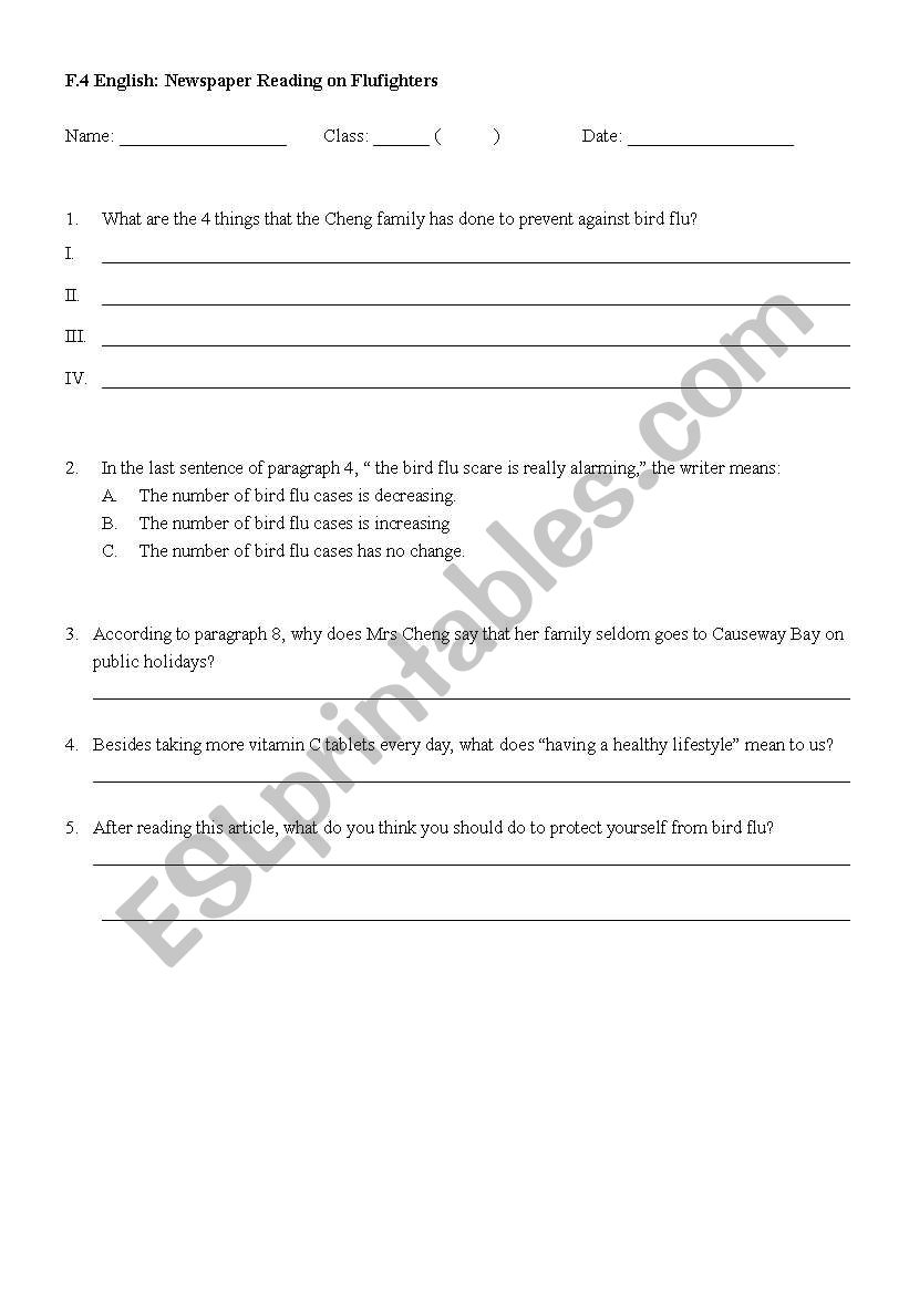 reading exercise worksheet