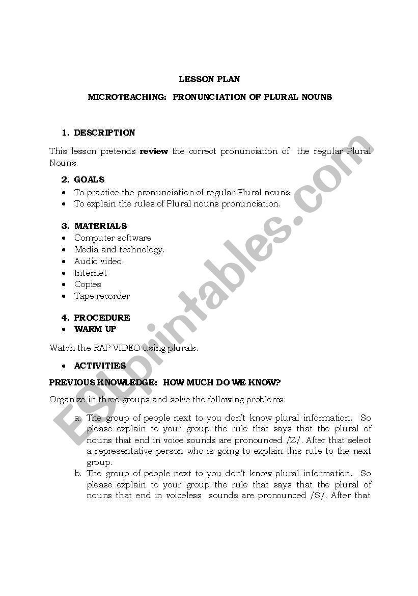 Lesson Plan worksheet