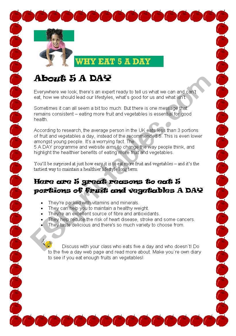 five a day! worksheet