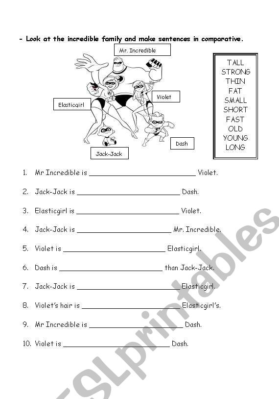 Comparative of adjectives exercises