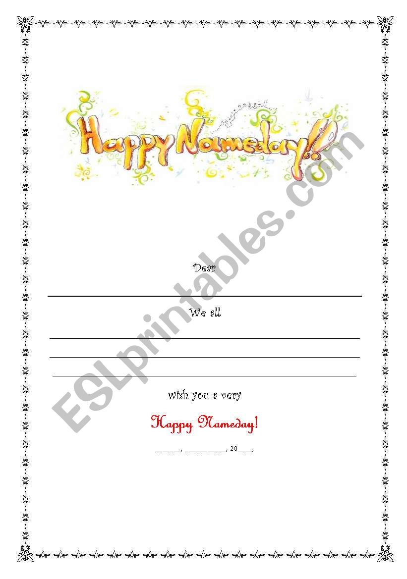 Happy Nameday worksheet