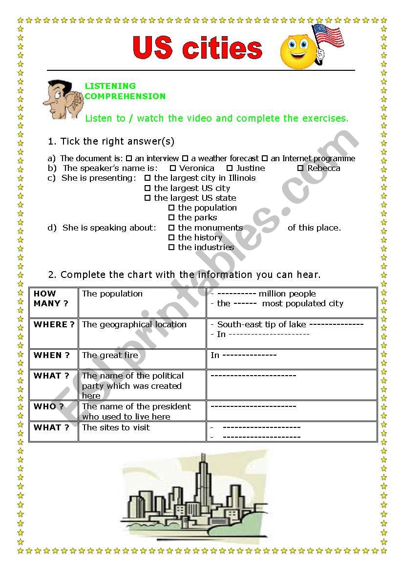 US cities: Chicago worksheet