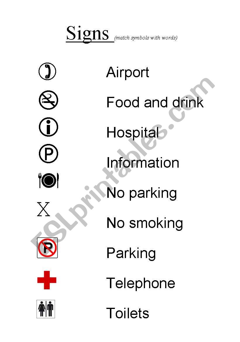 Signs worksheet 1 worksheet