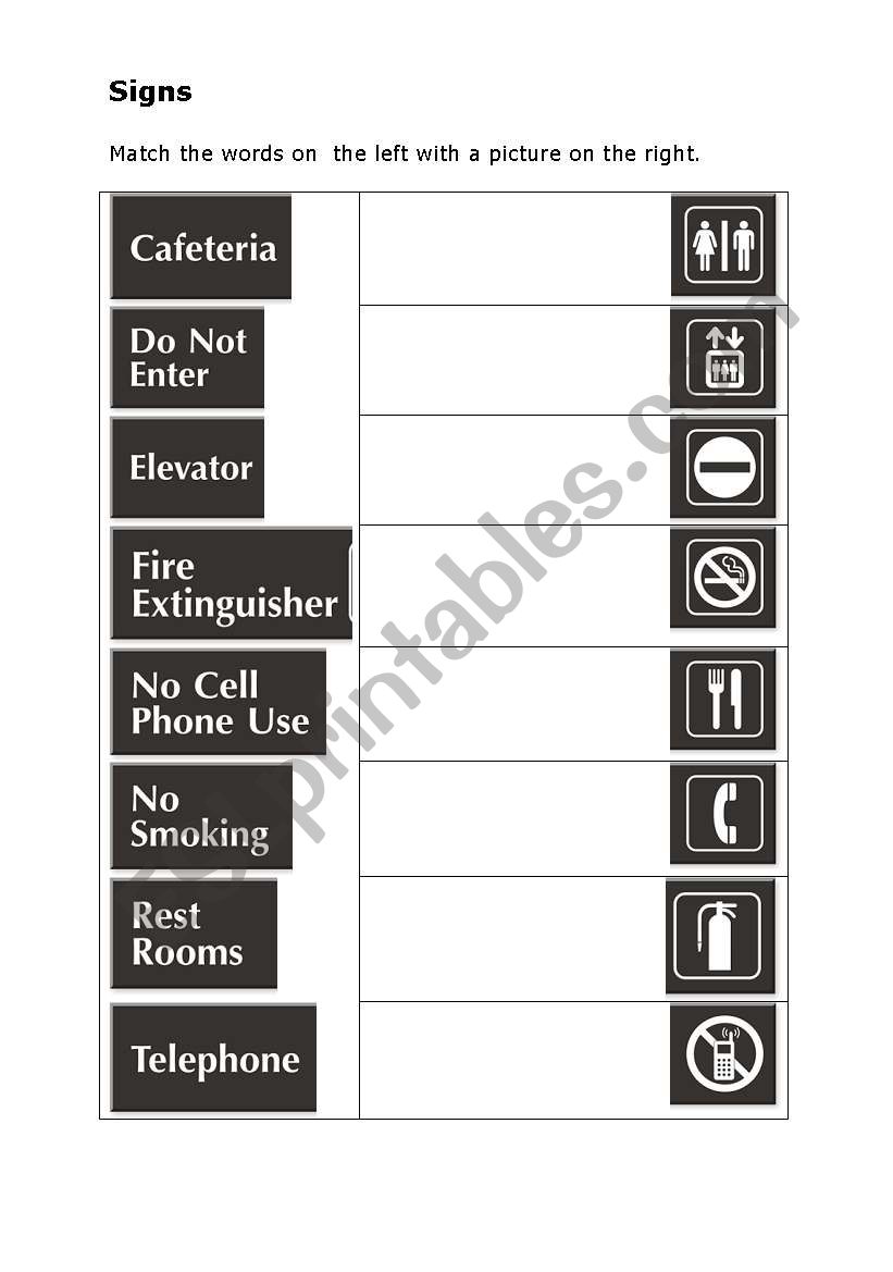 Signs worksheet 3 worksheet