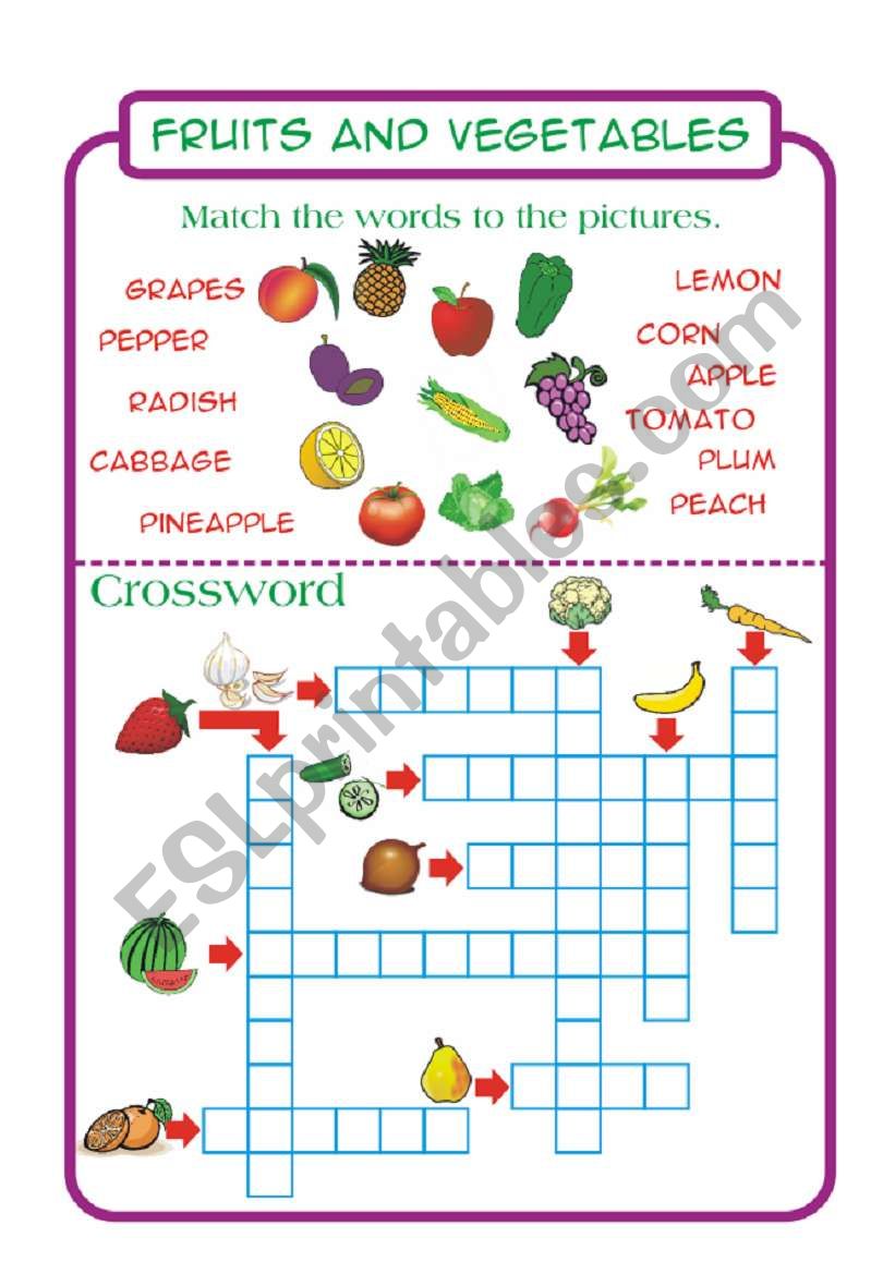 Fruits and vegetables worksheet