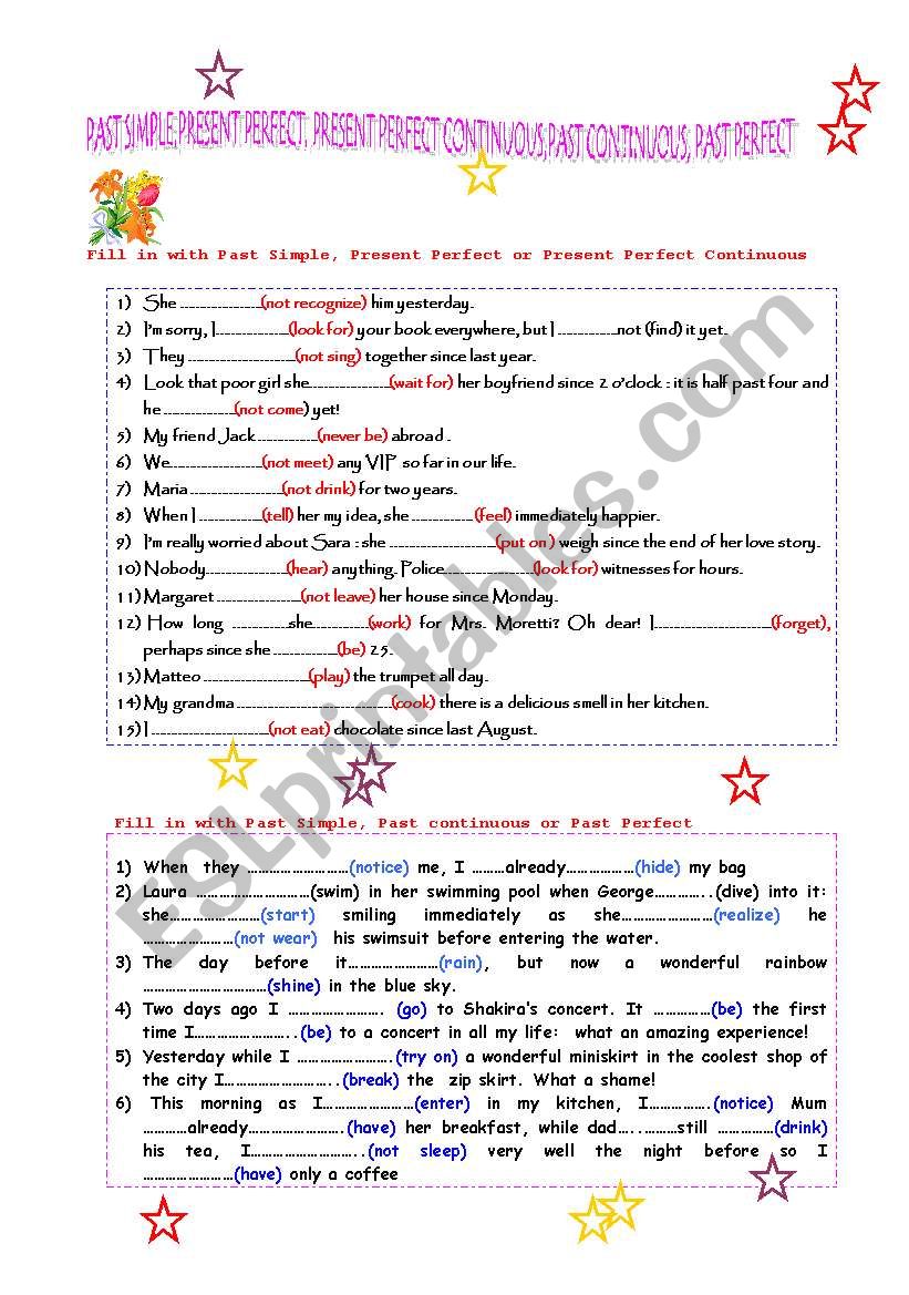 PAST..........PARTOUT worksheet