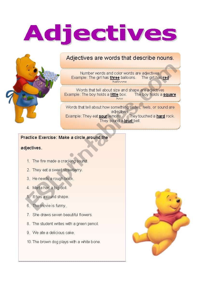 Adjectives worksheet