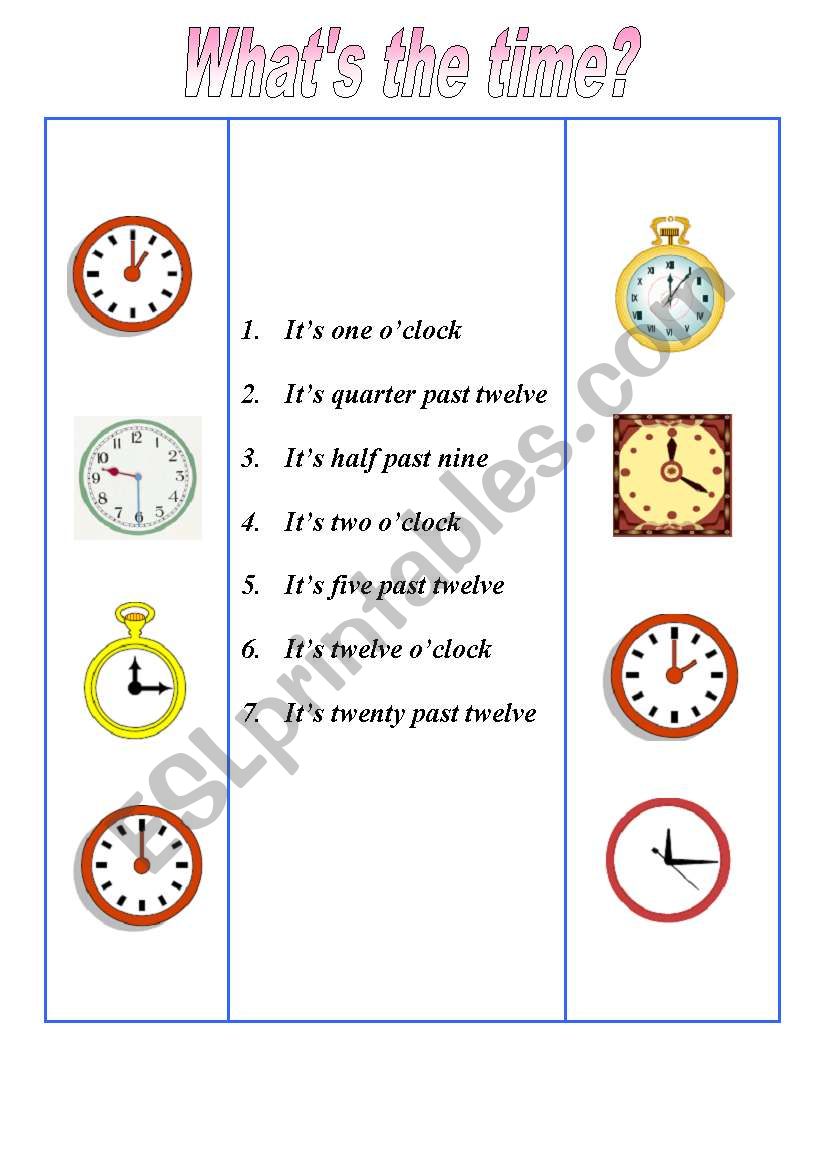 Telling the time worksheet