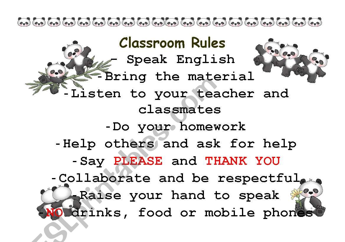 classroom rules worksheet