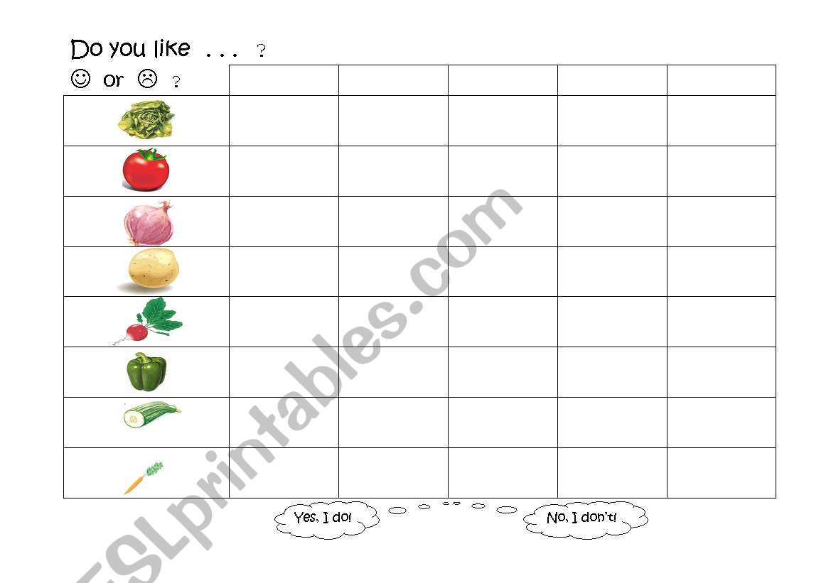 Vegetables Interview worksheet