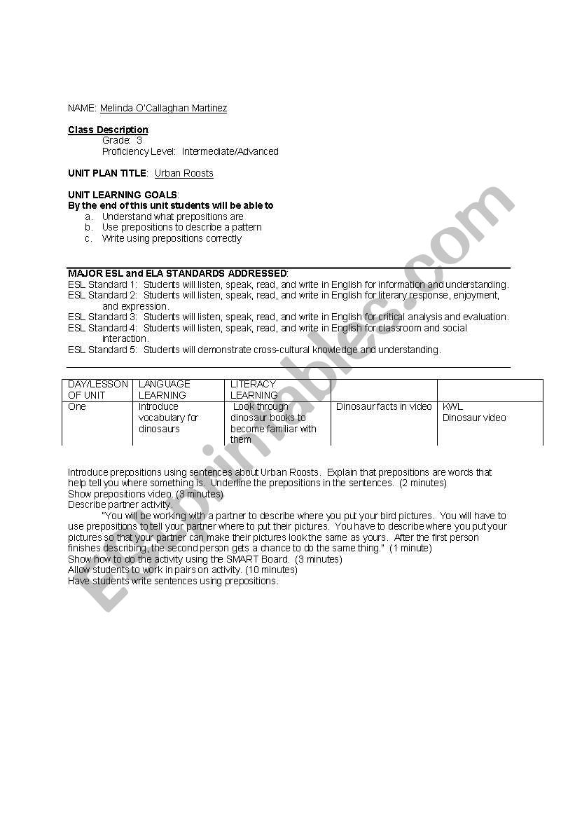 Prepositions worksheet