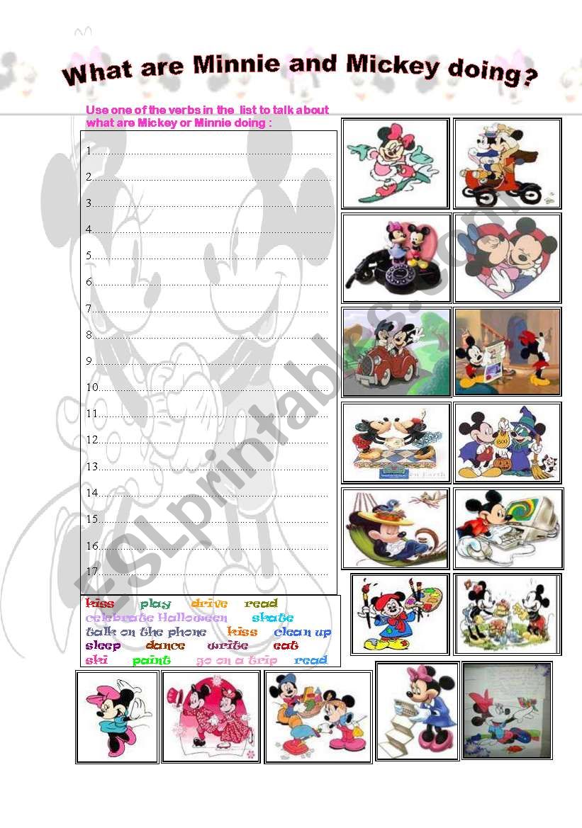 Mickey and Minnie worksheet