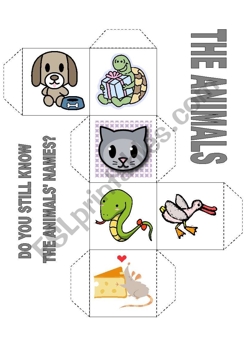 Animals and colours dice worksheet
