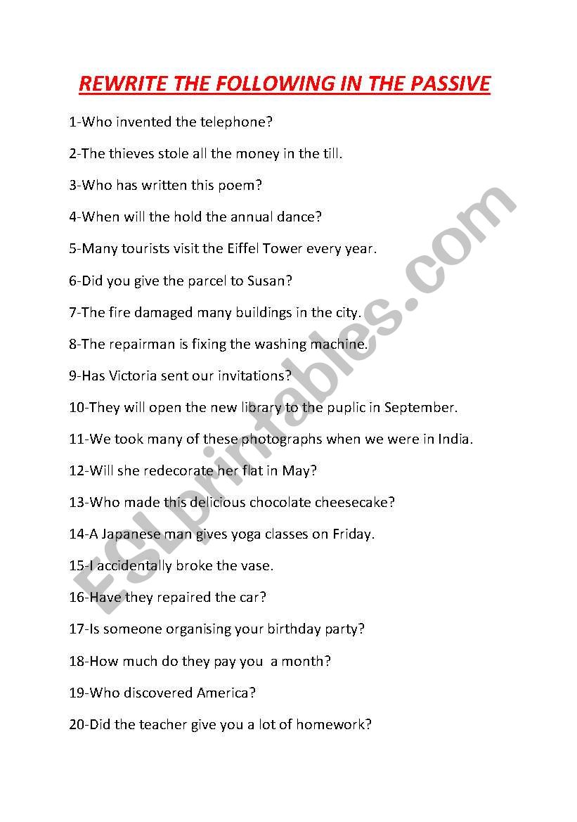 The Passive Voice worksheet