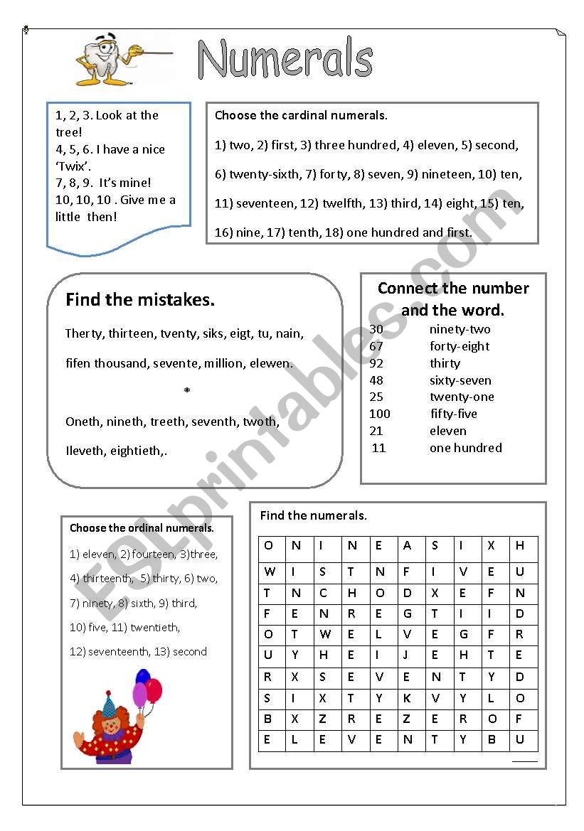 Numerals (cardinal and ordinal)