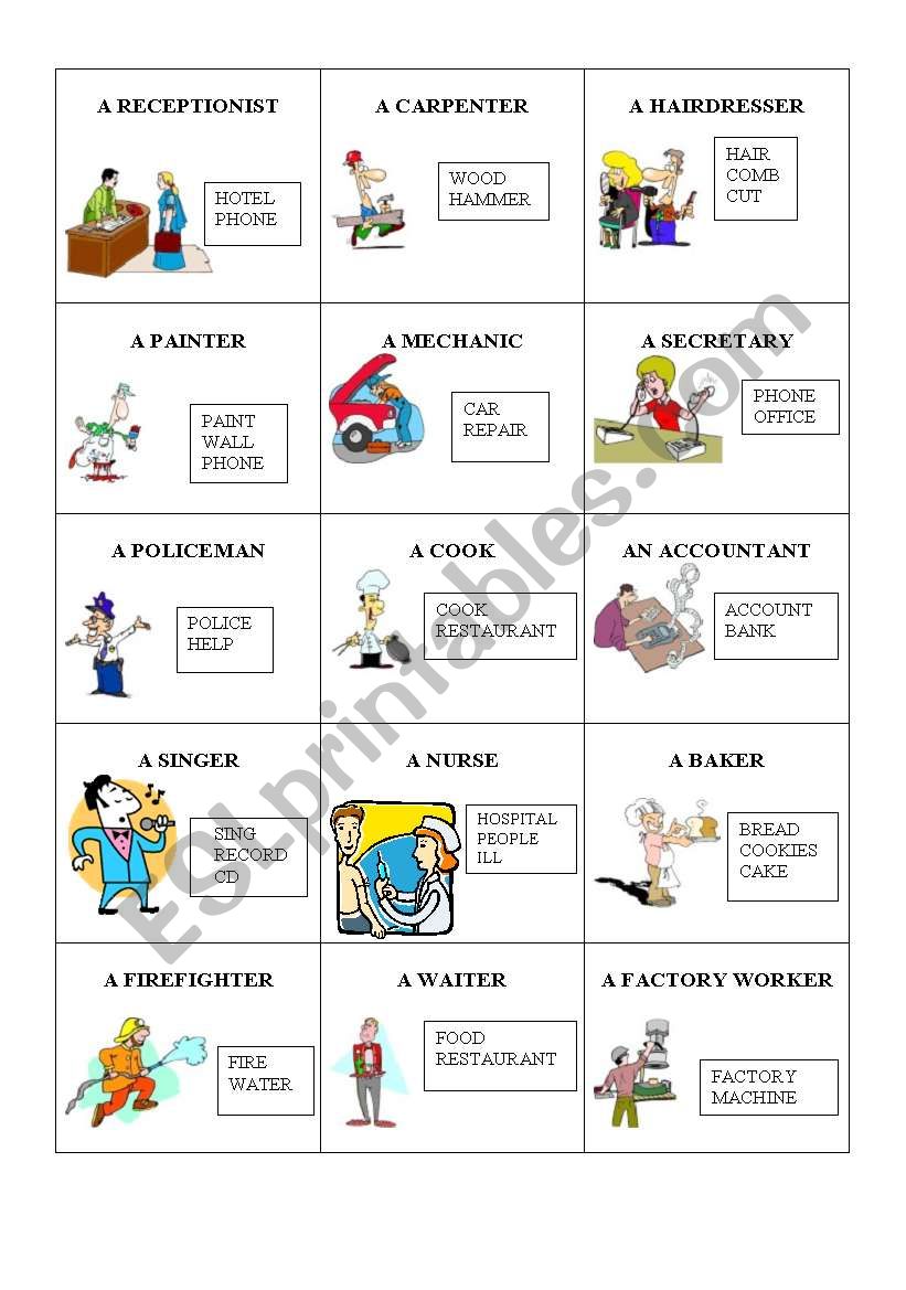 TABOO JOBS worksheet