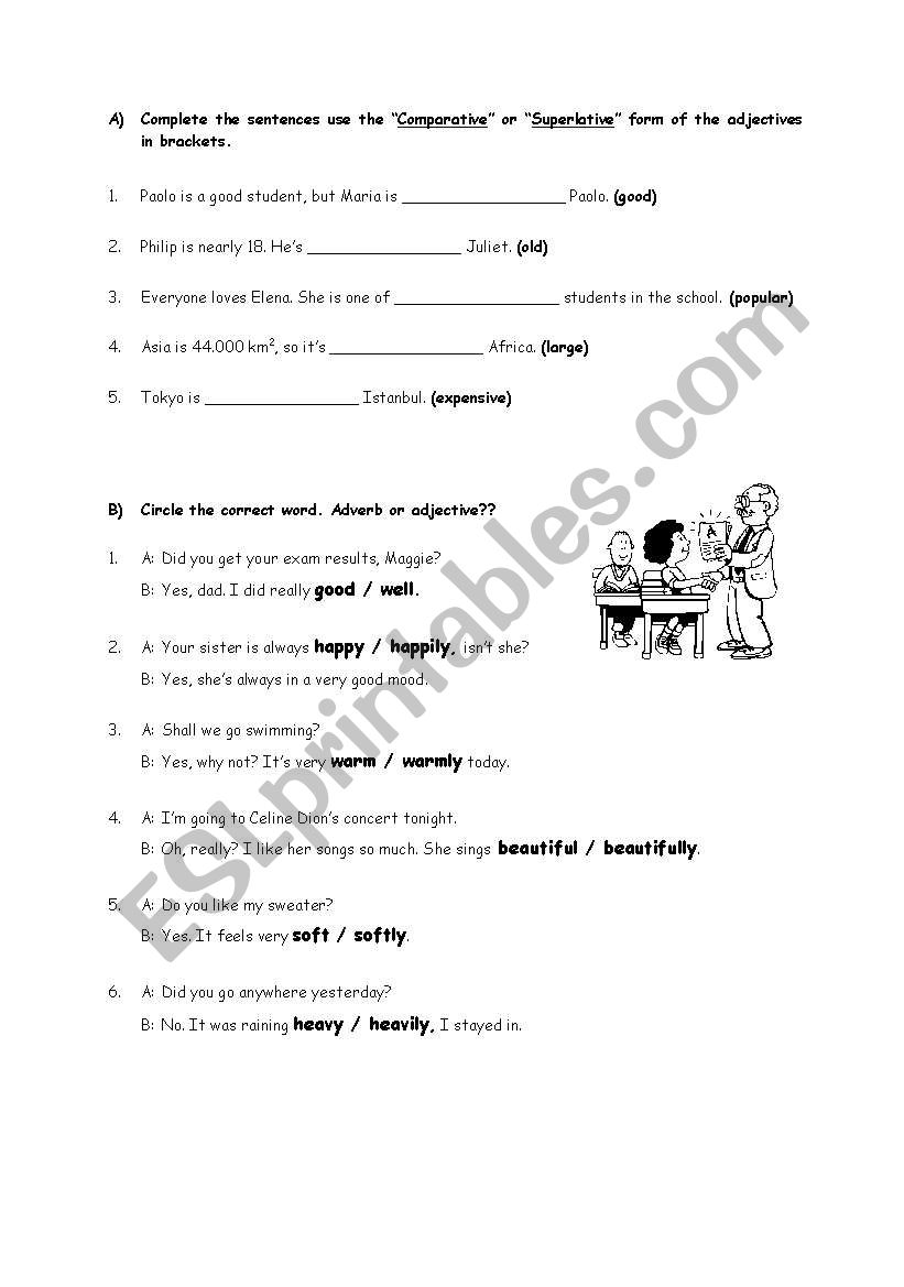 adver&adjectives worksheet