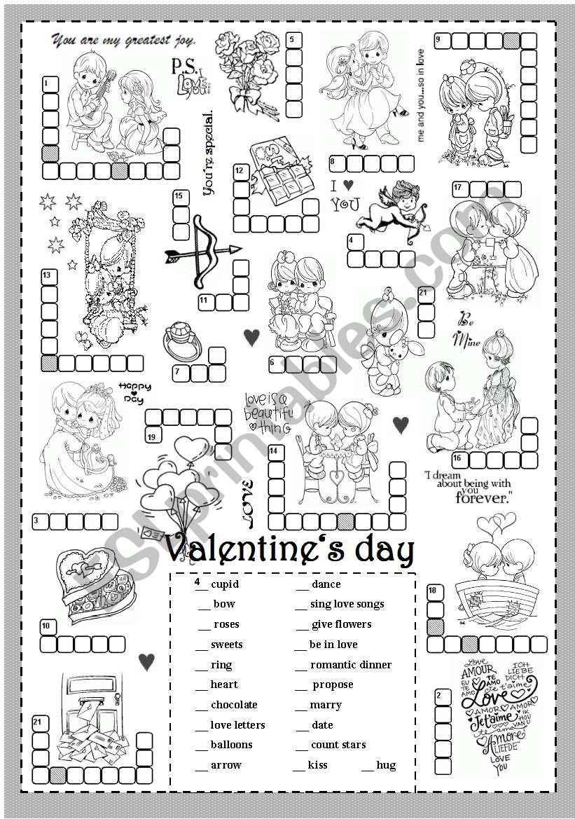St ValentineÂ´s day (puzzle) worksheet