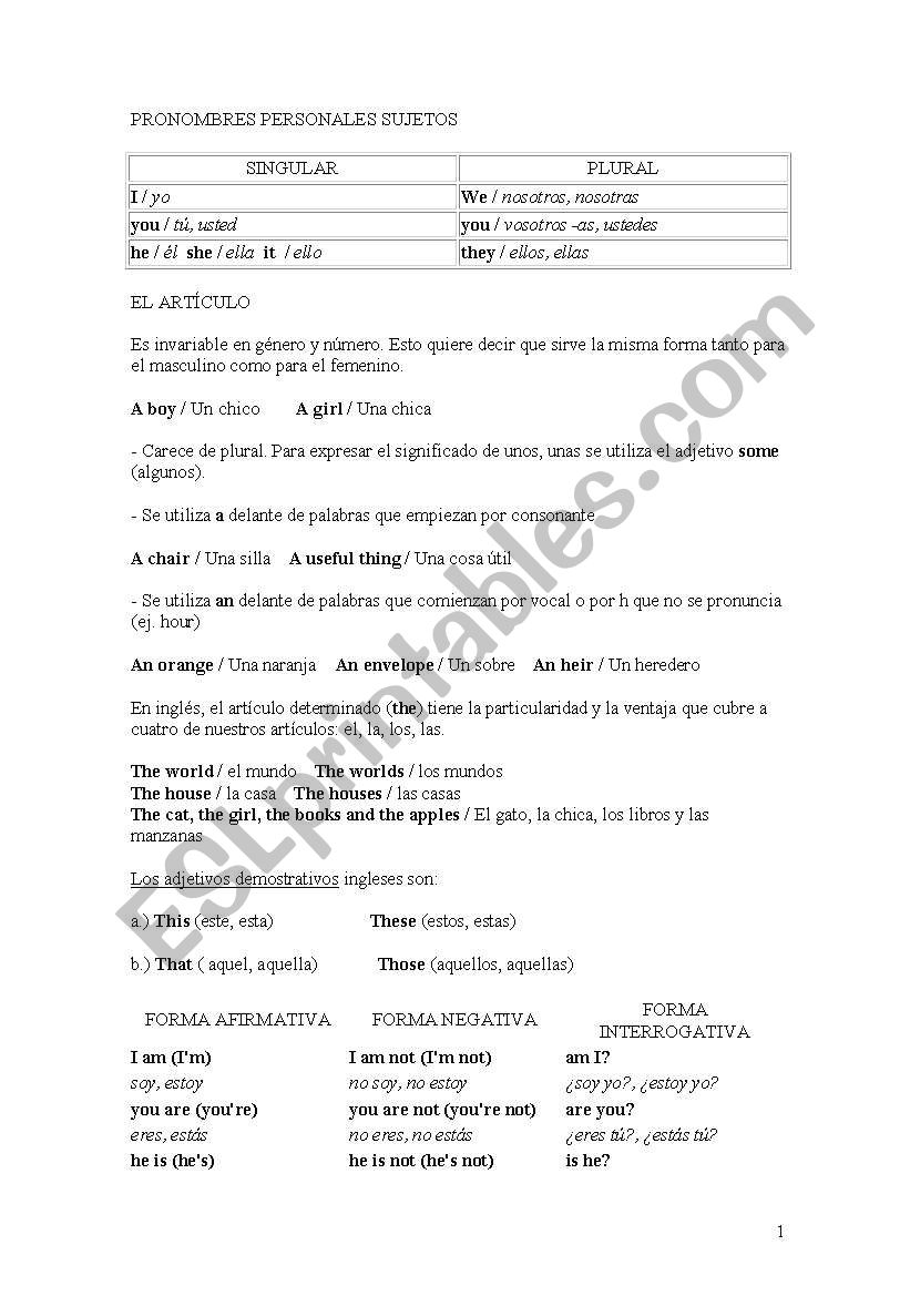 Base Grammar worksheet