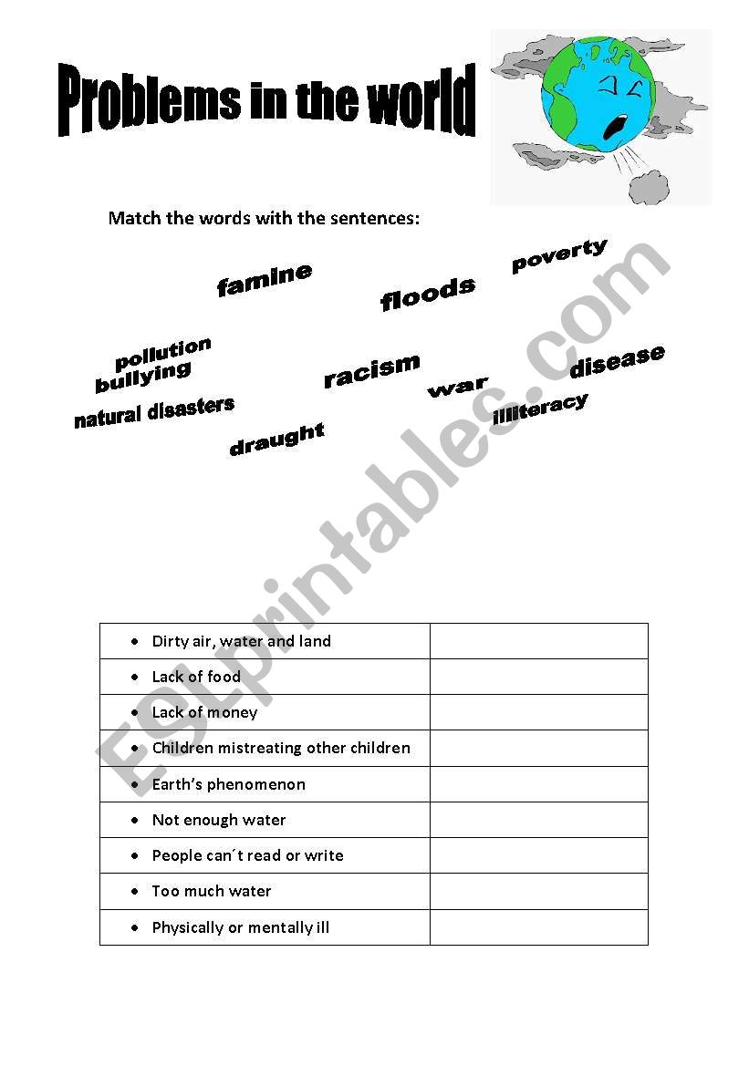 Problems in the World worksheet