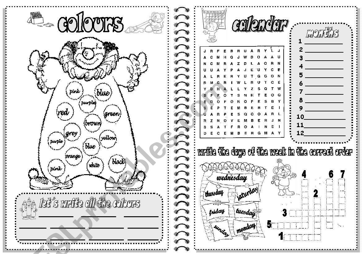 COLOURS AND CALENDAR worksheet