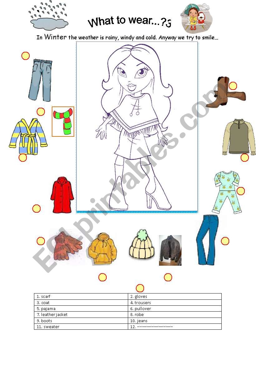 what to wear in Winter worksheet