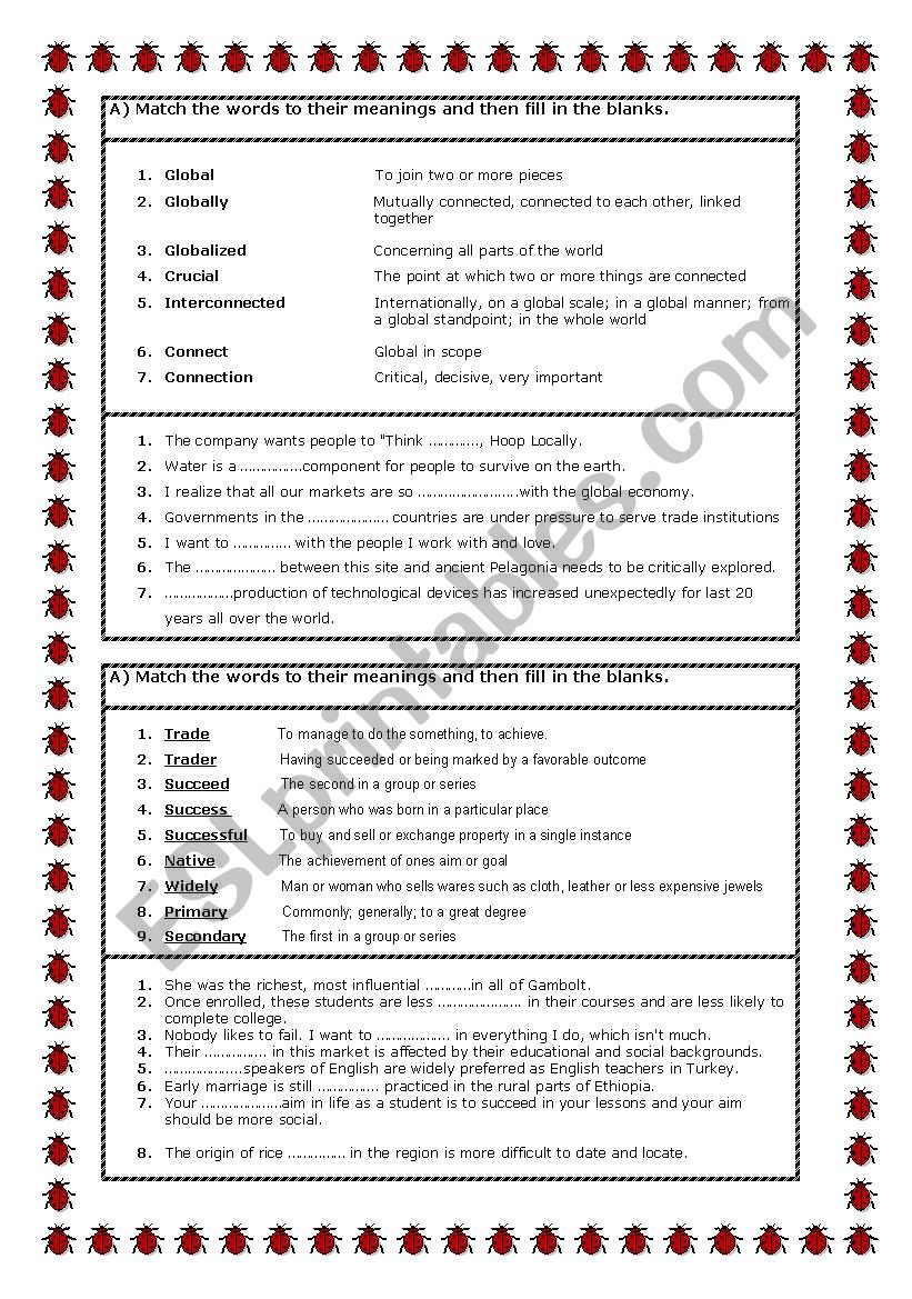 Natural Disasters vocabulary worksheet